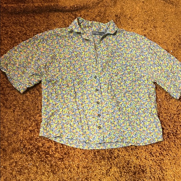 Prana Tops - Prana Blue Floral Button-Up Blouse